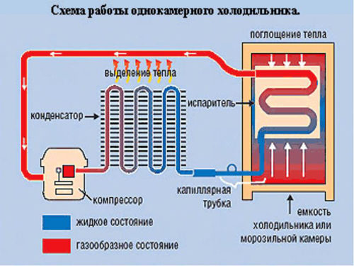 схема однокамерного холодильника